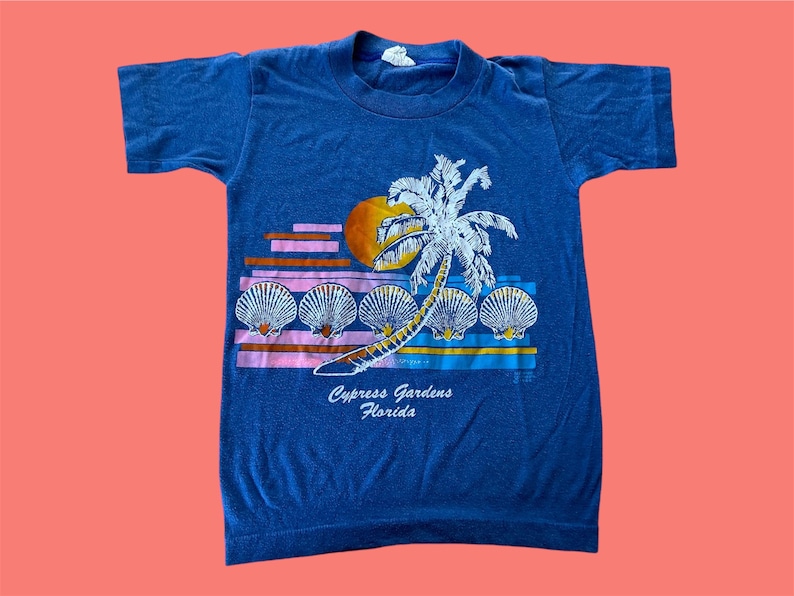 Vintage Florida tropical tee tagged kids 10-12 runs smaller image 1
