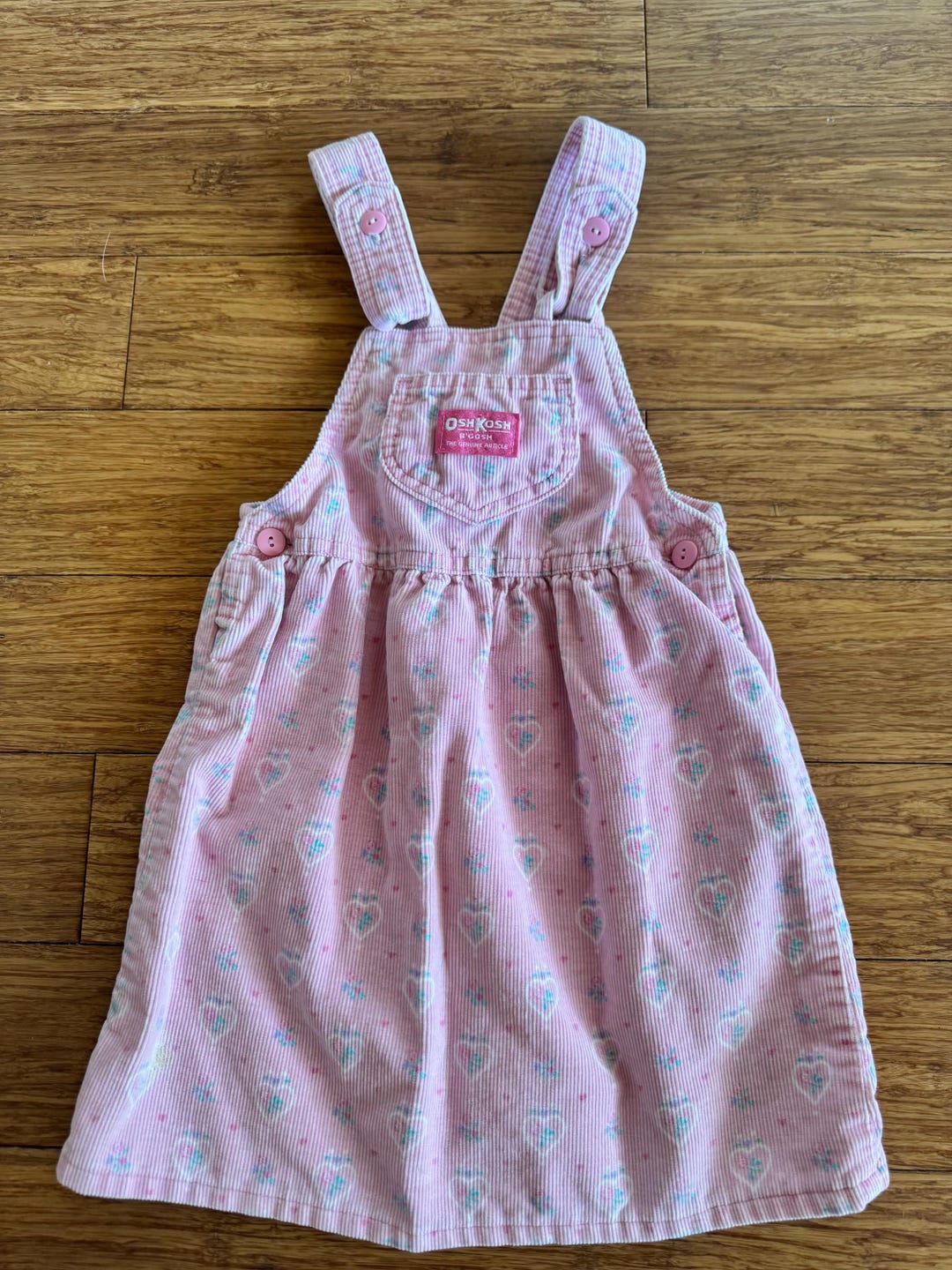Vintage Pink Floral Heart Oshkosh Bgosh Corduroy Skirtall Tagged