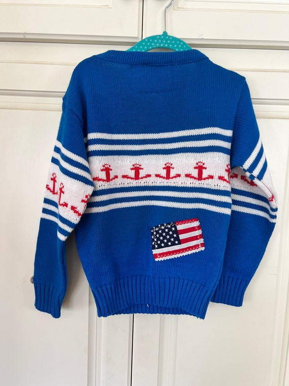 Vintage kids nautical sailor sweater, anchor, Ame… - image 5