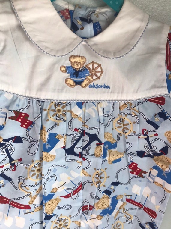 Vintage Nautical Bear Playsuit 12-18 months 18 mo… - image 2