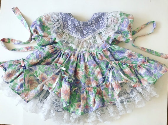 Vintage Pastel Lace floral Party Dress 18-24 mont… - image 1