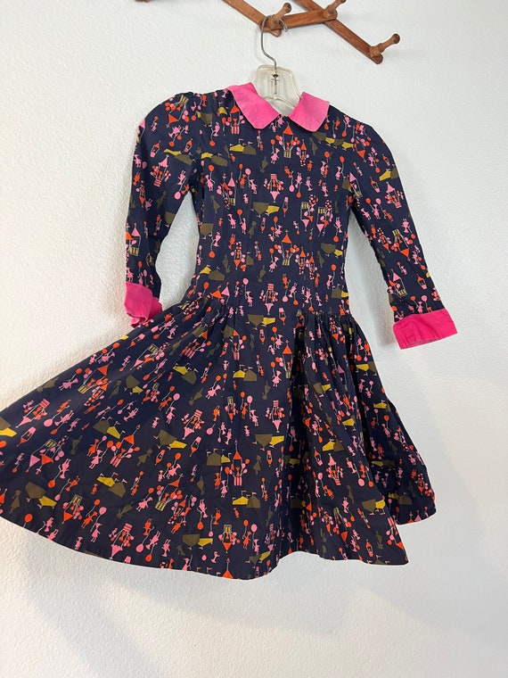 Vintage handmade novelty print girls dress balloon