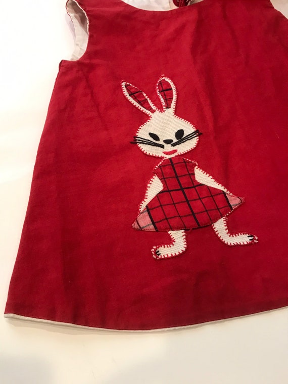 Vintage Toddler handmade swing top with rabbit bu… - image 2