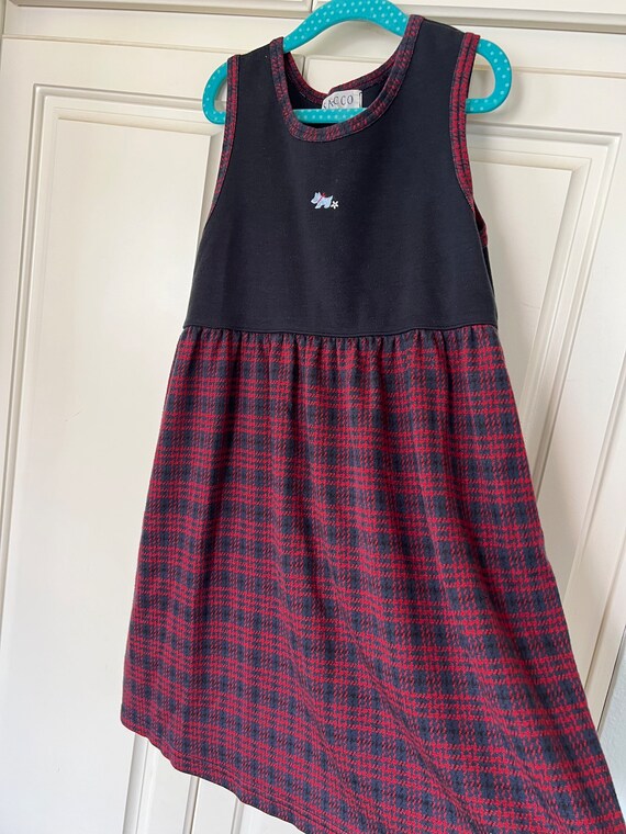 Girls fall knit Scottie dog tartan dress - image 6