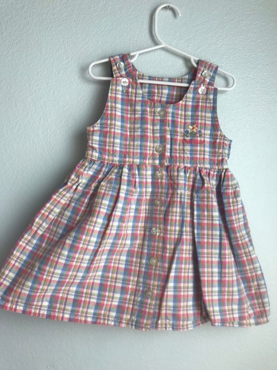 Vintage Toddler Plaid Floral Oshkosh Dress 3T Pastel Plaod - Etsy