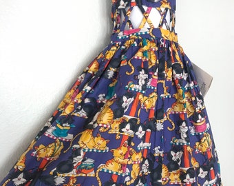 Vintage Daisy Kingdom Cat Print Dress Deadstock tagged 5T Runs generous Cat Dress vintage kitty cat dress