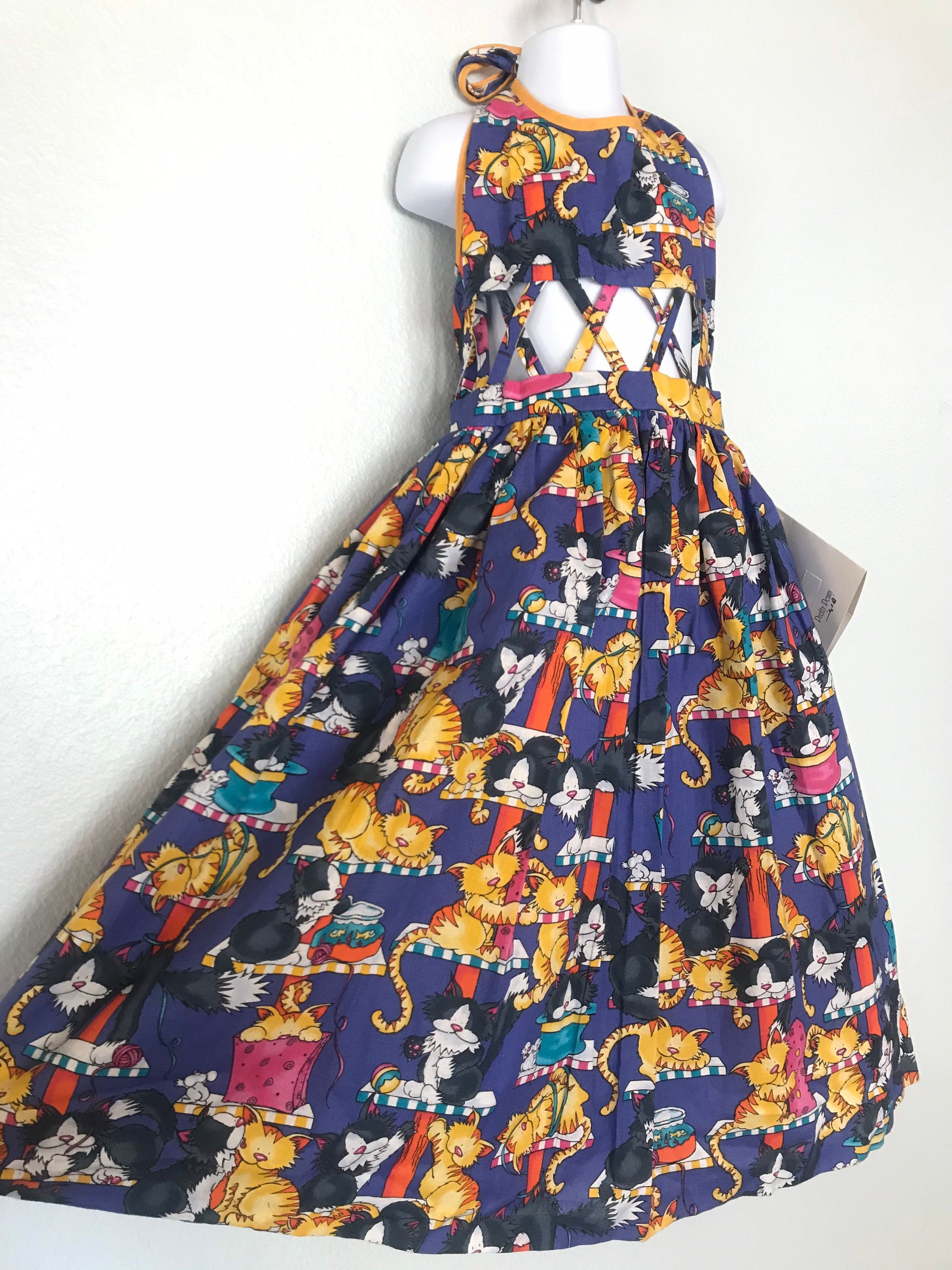 Cat printed cheap dress