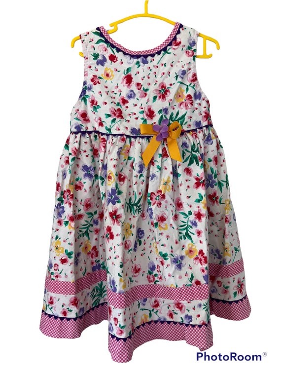 Vintage floral pinafore dress tagged 3T - image 1