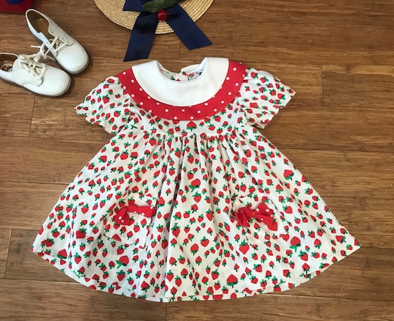 Vintage Strawberry Toddler dress by Alexis 2T 3T … - image 1