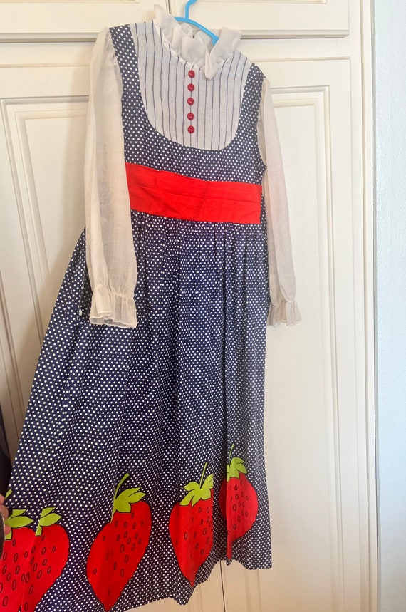 Vintage girls sheer strawberry maxi dress - image 6
