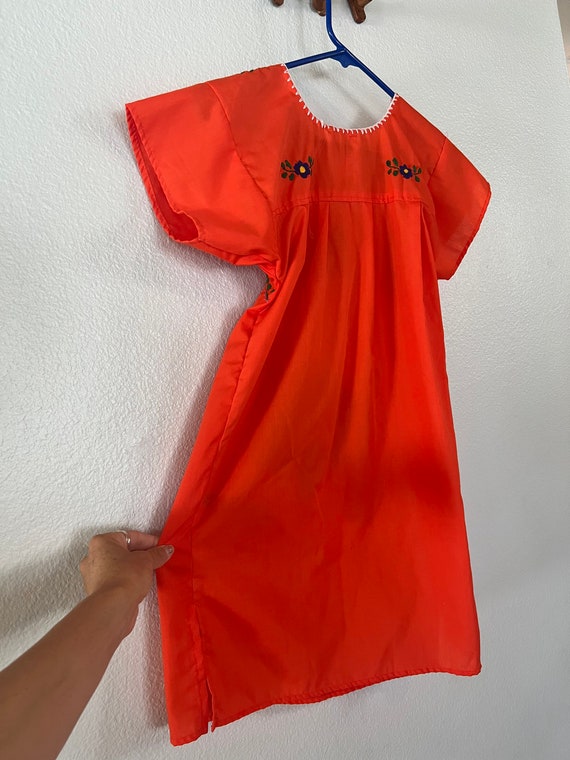 Big girls orange ethnic floral embroidered dress … - image 5