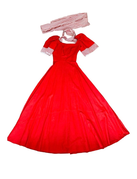 Vintage ladies red white 50s dress set XS