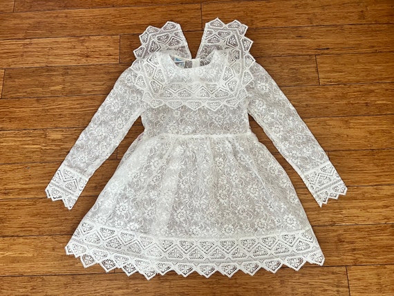 Vintage girls lace white dress tagged 6X by Bonni… - image 1