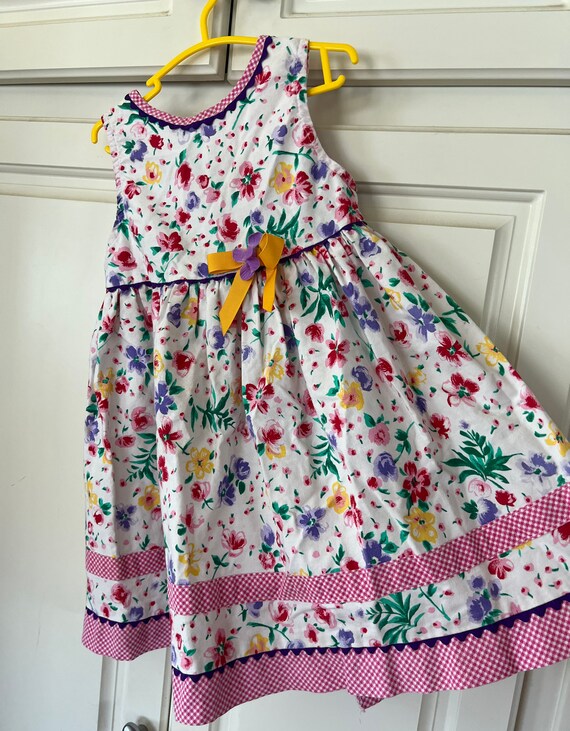 Vintage floral pinafore dress tagged 3T - image 7