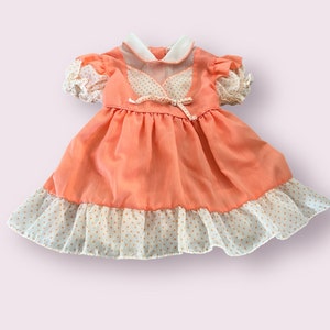 Vintage baby girl peach dot dress 12 months