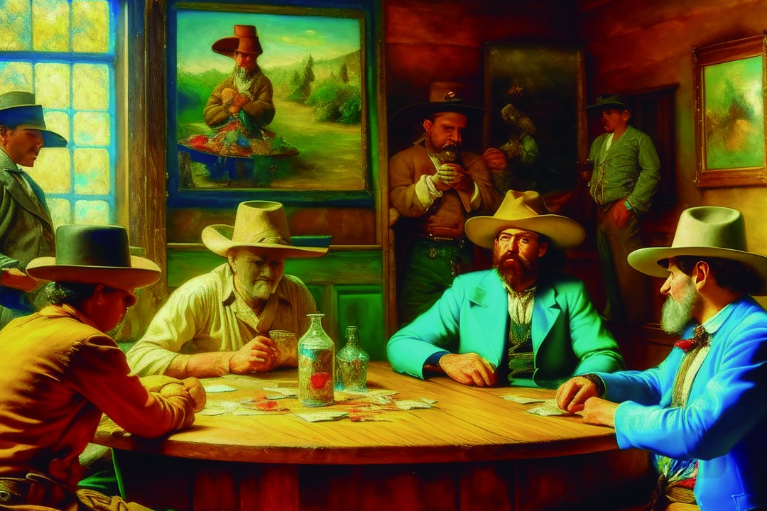 Cowboys Playing Poker, Digital Art - Etsy