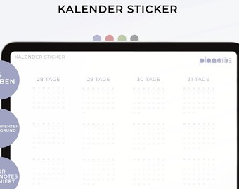 Monthly calendar stickers for GoodNotes | 230+ stickers | For GoodNotes and digital planners | digital organization | combine flexibly!