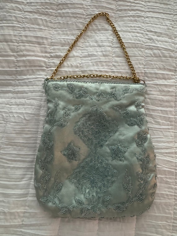 Walborg Beaded Purse with Gold Handle.  Blue Blue… - image 3
