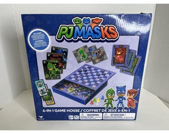 Zestaw gier karcianych PJ Masks 6 w 1, warcaby, rummi, Go Fish, memory domino