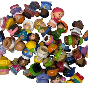 May include: A collection of colorful plastic figurines, featuring a variety of characters, including people, animals, and objects. The figurines are all in different poses and expressions, and they are made of a durable plastic material.