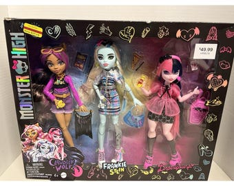 Monster High Day Out Fashion Doll 3 Pack - Clawdeen Frankie Stein Draculaura Toy