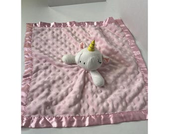 Pro Goleem Unicorn Plush Closed Eyes Lovey Minky Dot veiligheidsdeken satijnen rand