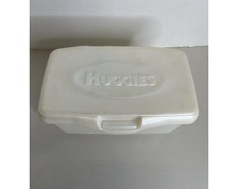 Toallitas húmedas Huggies vintage para bebé, envase blanco, tamaño normal, caja vacía, recargable.