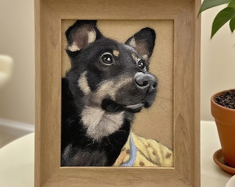 Custom Needle Felt Pet Portrait , Personalized Gift or Pet Memorial，Pet Lover Gift ,Felt Wool Dog & Cat Memorial Photo Frame