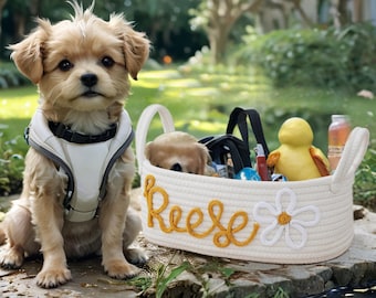 Personalized Pet Storage Basket | Large Dog Toy Basket & Organizer | New Dog Owner Gift | Custom Dog Lover Present