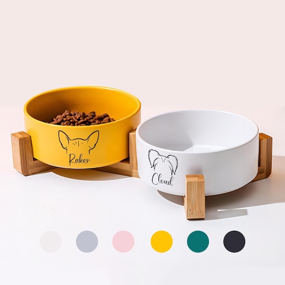 Christmas gift Custom Pet Bowl with Name - Personalized Dog & Cat Bowl | Custom Dog Face, Ear Portrait | New Puppy Gift, Water Bowl