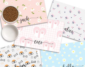 Regalo para cachorros, regalo para amantes de los perros, tapete personalizado para mascotas, mantel individual para mascotas con impresión a color, mantel individual único para mascotas, tapete para alimentar mascotas, apto para perros y gatos.