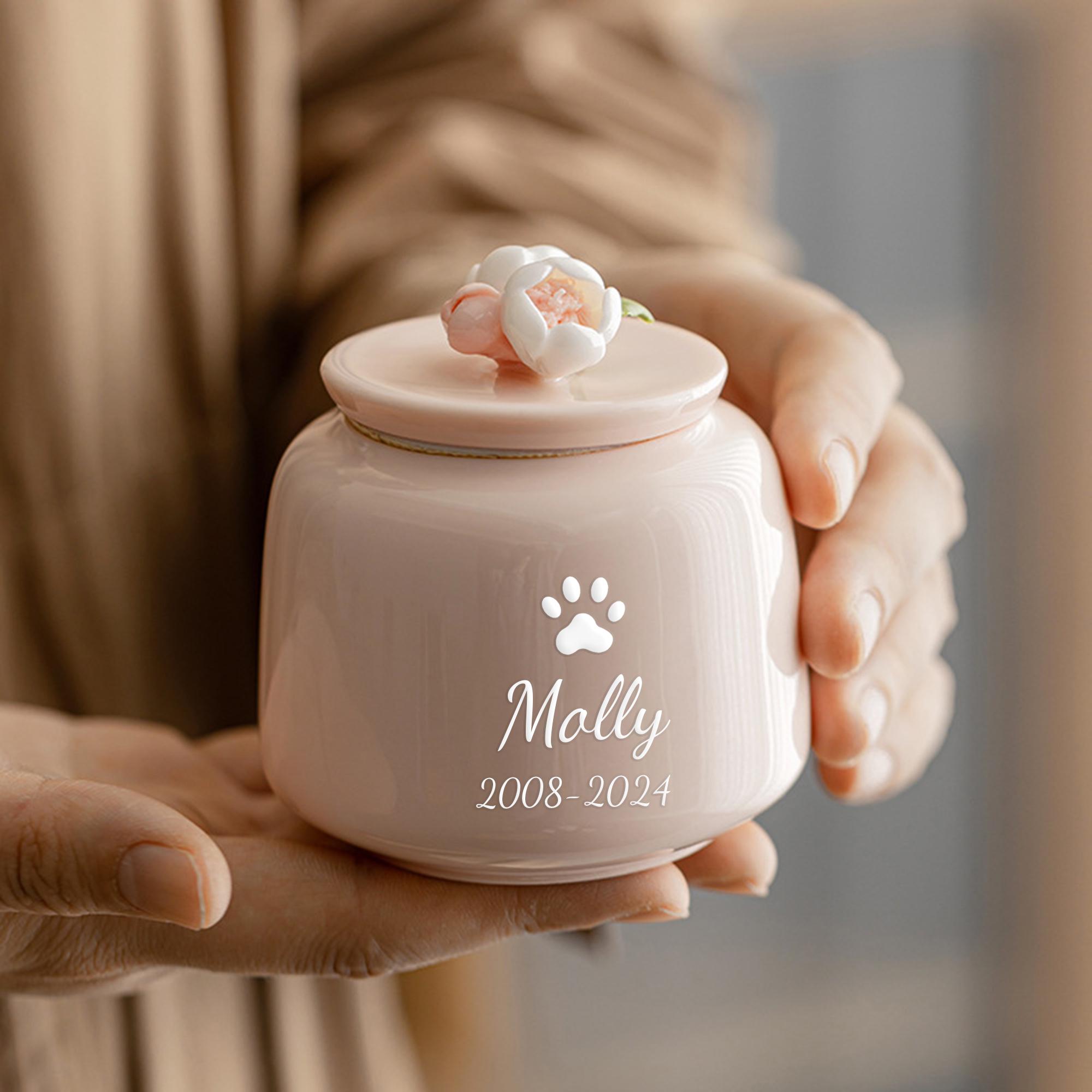Personalized Urn for Ashes|Pottery Flower Urns|Dog Memorial Urn|Personalized Cremation Urn|Ceramic Pet Urn|Urn With Name|Cat Memory Box