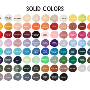 Puede incluir: Una tabla de 100 muestras de color s&oacute;lido con los nombres de cada color enumerados debajo de la muestra.