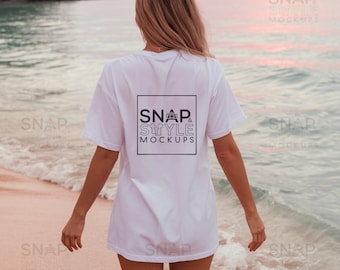 Comfort Colors 1717 Summer Mockup - Beach Mockup - White Shirt Mockup - Comfort Color Shirt Mock - Model Mock up - Summer Mocks, Back Mockup