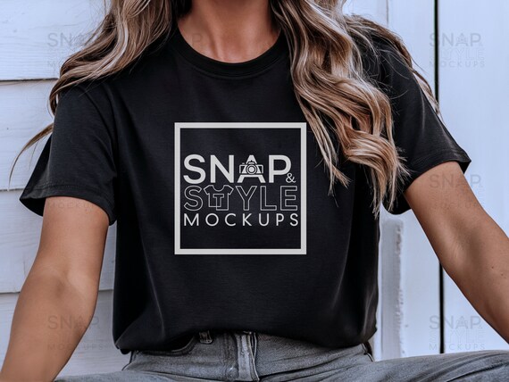 Black Heather Bella Canvas 3001 Mockup, T-Shirt Mock, Boho Woman Model, BC3001 High Quality Tee Mocks, Minimalist TShirt Real Model Shirts