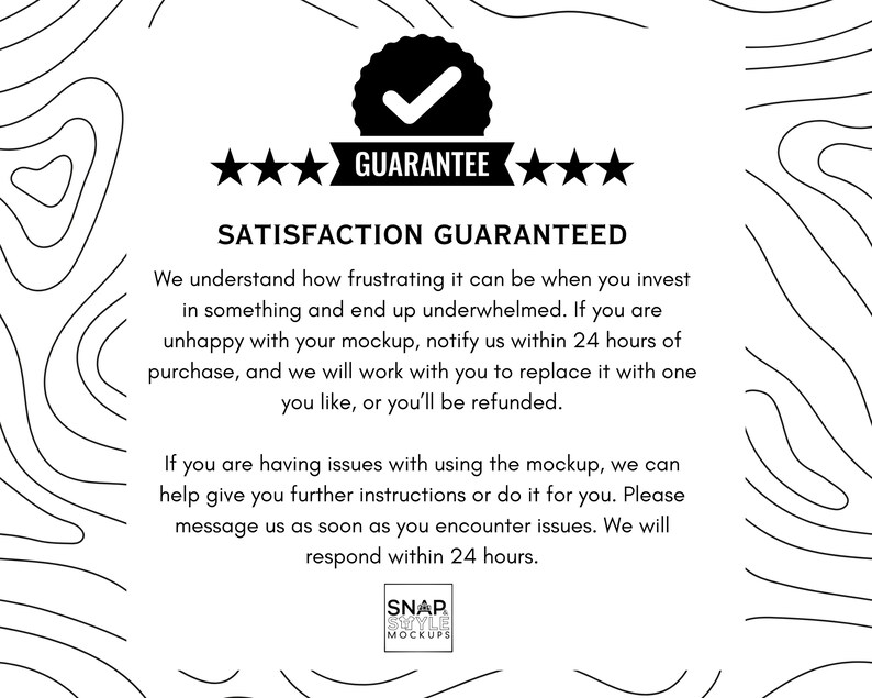 Puede incluir: Un fondo blanco con texto negro que dice "GARANT&Iacute;A" y "SATISFACCI&Oacute;N GARANTIZADA". El texto explica que si no est&aacute;s satisfecho con tu maqueta, puedes notificar al vendedor dentro de las 24 horas posteriores a la compra y &eacute;l trabajar&aacute; contigo para reemplazarla o reembolsarte. El texto tambi&eacute;n indica que si tienes problemas para usar la maqueta, el vendedor puede ayudarte con instrucciones o hacerlo por ti. El vendedor responder&aacute; dentro de las 24 horas.