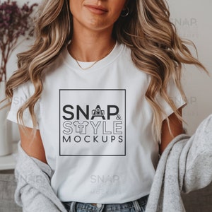 Bella Canvas 3001 TShirt Mockup White, White Shirt Mockups, Model Mockups Tee Shirt, BC3001 T-Shirt Mockups, White Bella Canvas Mockup