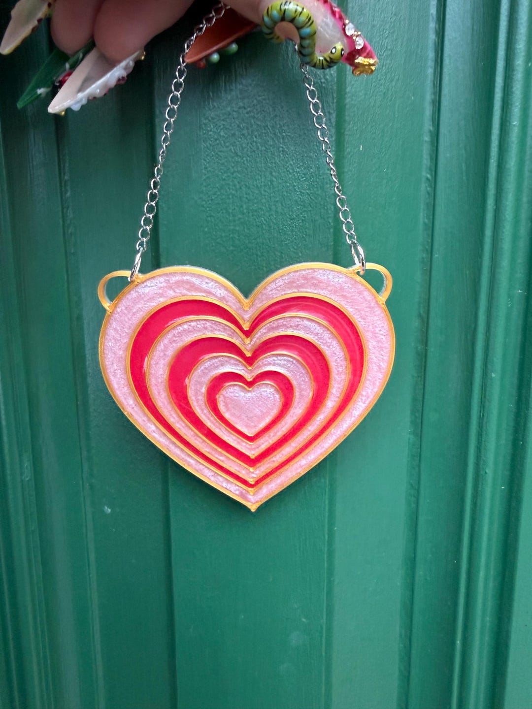 Pink Heart Window Pink Layered Heart Suncatcher, Pink Heart Window Hanging, Handmade ...
