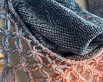 Handwoven Halo Scarf "Berkana” navy weft