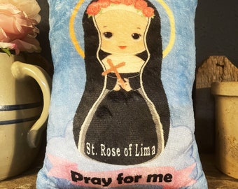 St. Rose of Lima Plush Pillow - Soft Religious Decor