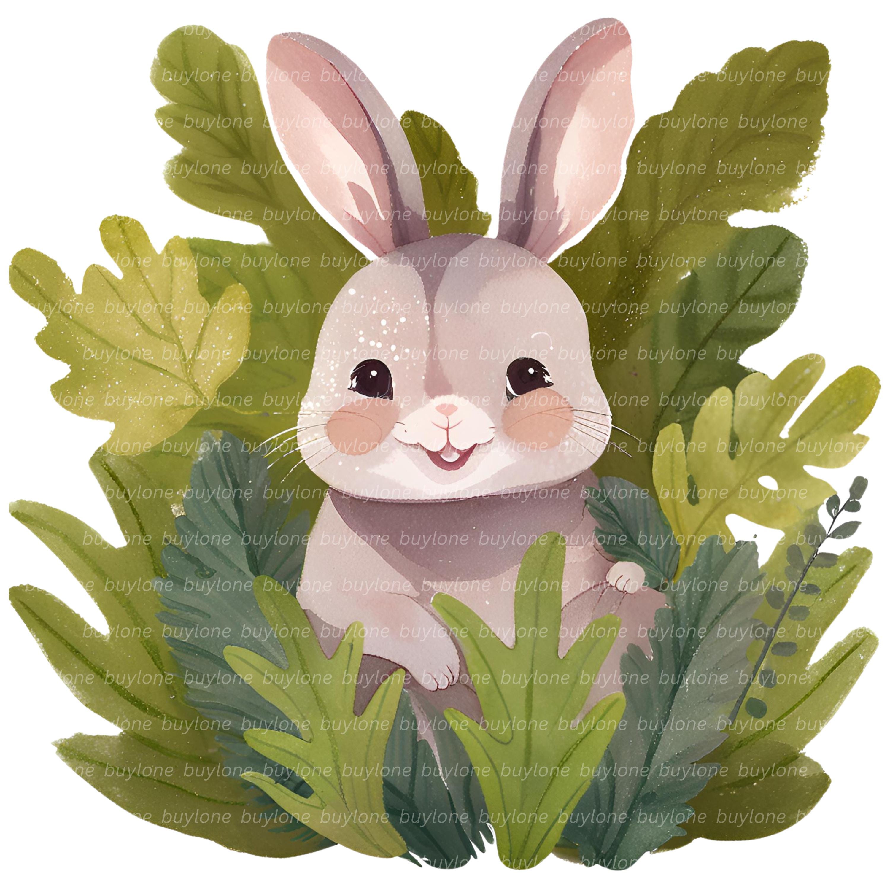 20 PNG Cute Bunny Clipart – Baby Rabbit, Printable Watercolor Clipart ...