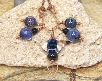 Lampwork Glass Bead Charm Necklace