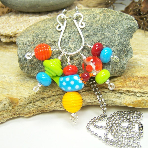 Lampwork Glass Bead Charm Necklace