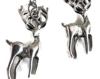 Scottish icon stag silver tone handmade earrings for pierced ears nickel free