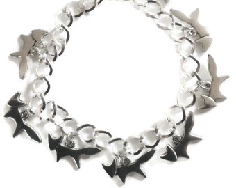 Fox silver tone handmade charm bracelet available in a choice of lengths 19-21cm