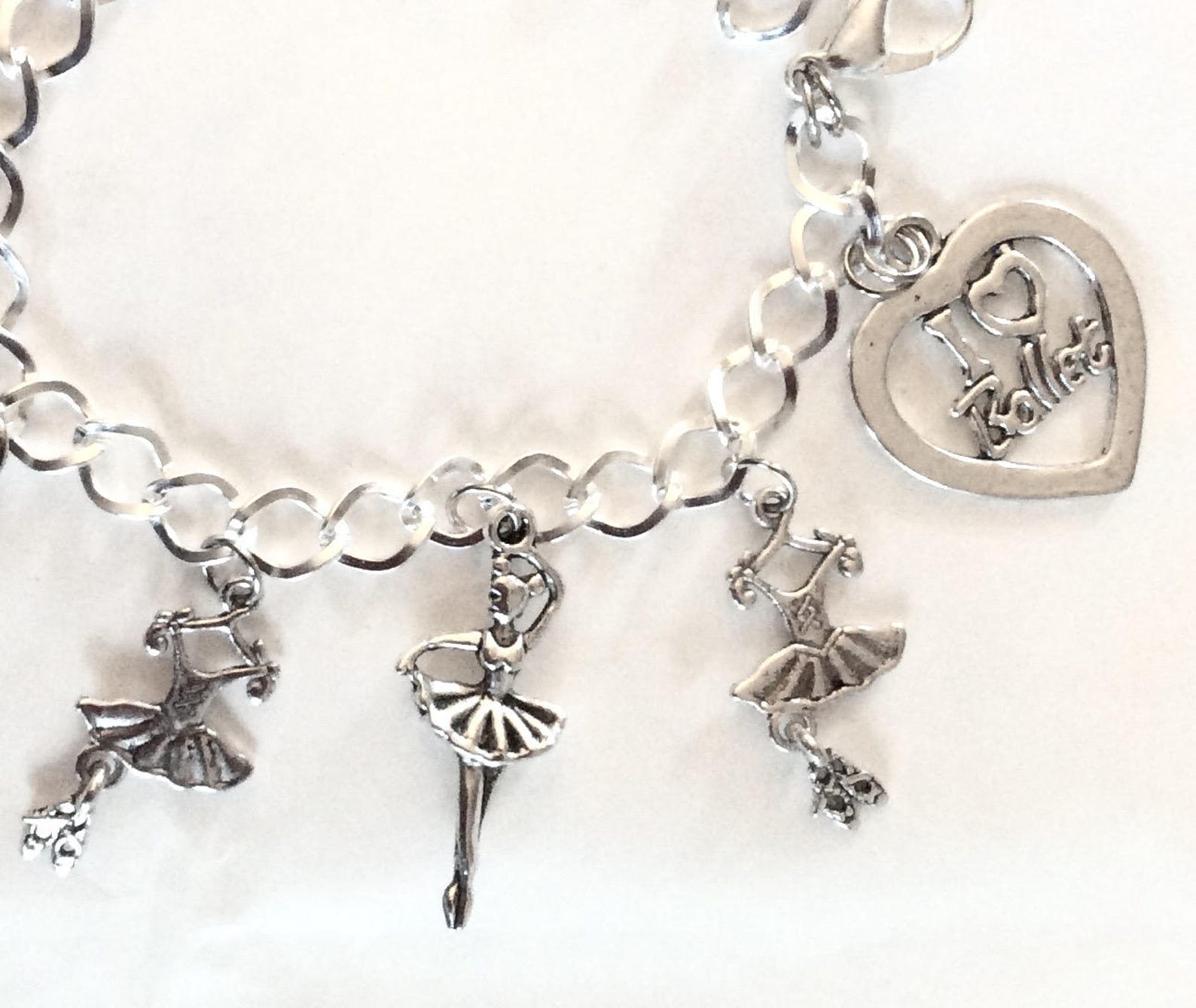 love ballet dancing tone charm bracelet choice of lengths from 19- 21 cm