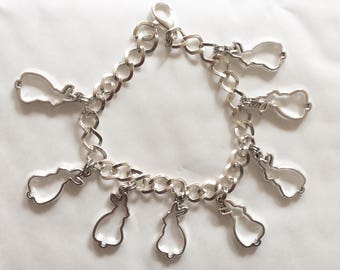 Rabbit outline bracelet bunny hare silver tone charm Easter choice of lengths from 19- 21 cm
