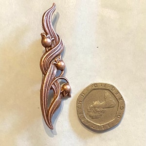 Lily of the Valley single  flower brooch pin rose gold tone vintage finding