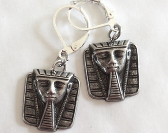 Tutankhamen Egyptian Pharaoh handmade pewter earrings for pierced ears nickel free
