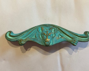 Vampire Bat brooch pin verdigris finish Halloween Gothic Evil bat